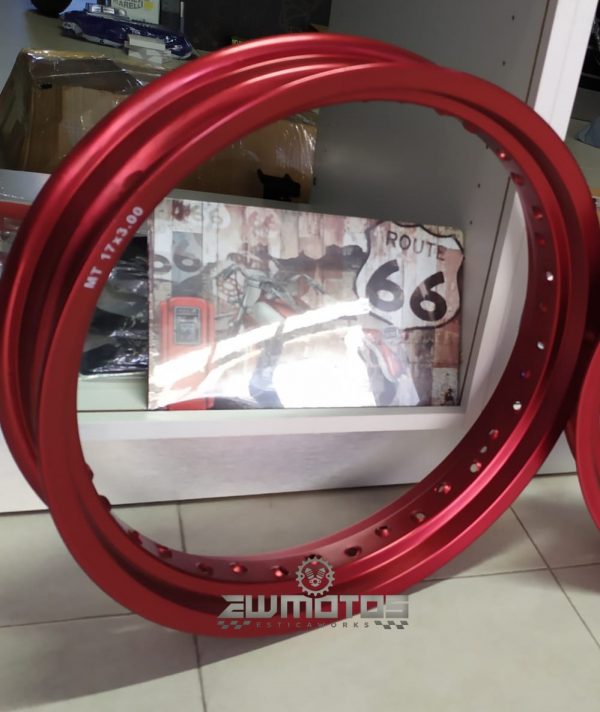 Aro Roda Supermotard 3.00X17 Alumínio Vermelho ITALY – 36F